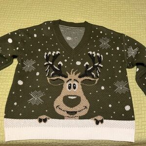 Women’s Green Reindeer Sweater